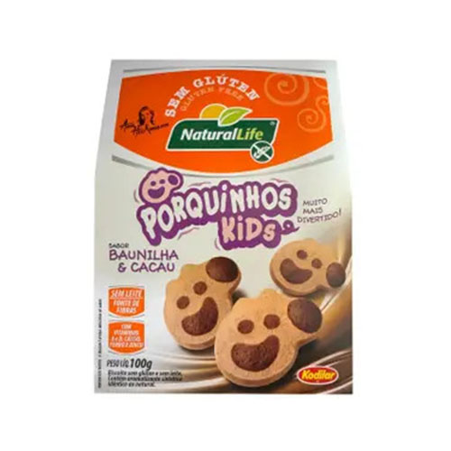 Biscoitos Porquinhos Kids Baunilha e Cacau Sem Glúten Sem Lactose 100g